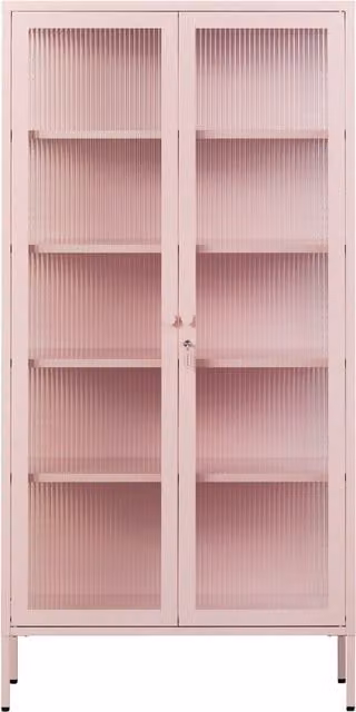 Mustard Made The Collector Pink Freestanding Cabinet with Glass Doors, H 170 x W 85 x D 40 cm