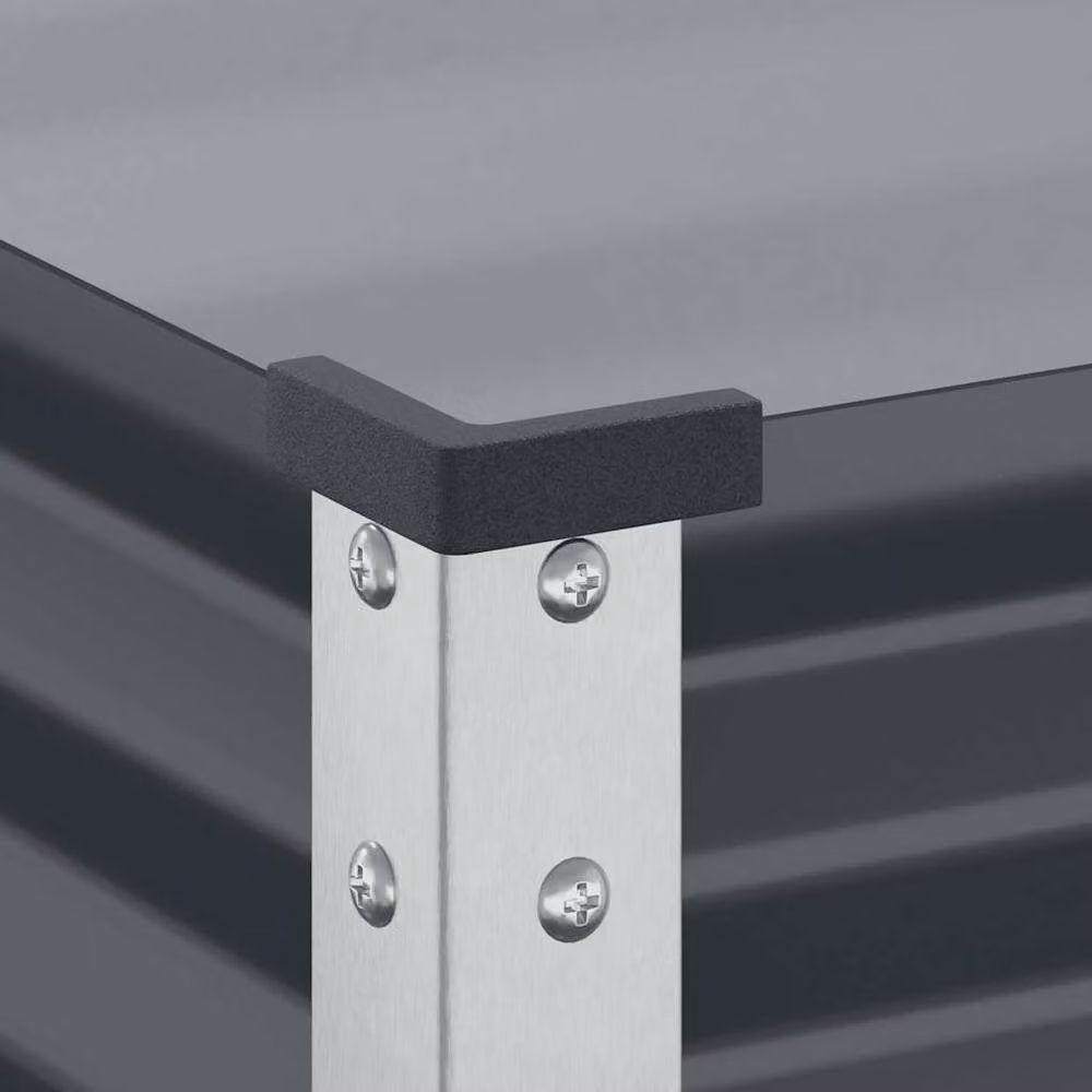 Berkfield Home Steel Garden Planter Tub in Anthracite and Black, W/D/H: 100 x 41 x 90 cm – 4