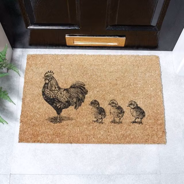 Artsy Mats Chickens & Chicks Doormat, Brown, W: 60 cm, D: 40 cm – 1