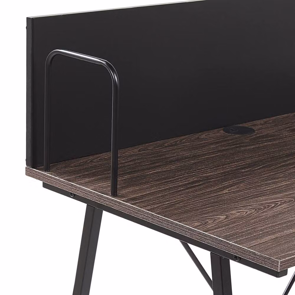 Wyld and Coco Industrial Home Office Writing Desk with Dark Brown Wood Look Top and Black Metal Legs, W/D/H: 100 x 50 x 75 cm – 4