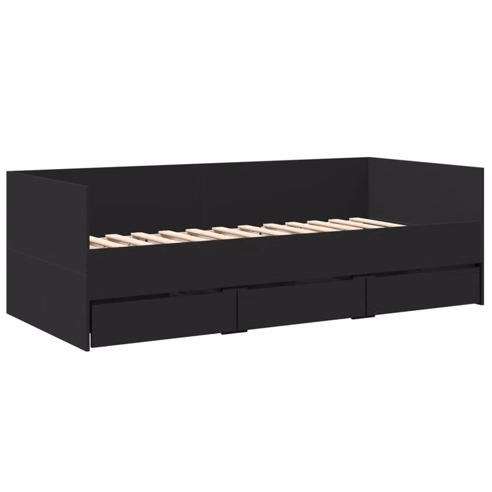 Berkfield Home Black Daybed with Drawers, Small Single, W: 75 cm, L: 190 cm – 3