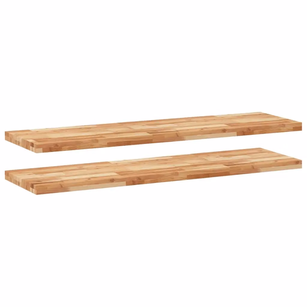 Berkfield Home Set of 2 Brown Oil Finished Solid Wood Acacia Floating Shelves, W/D/H: 160 x 40 x 4 cm