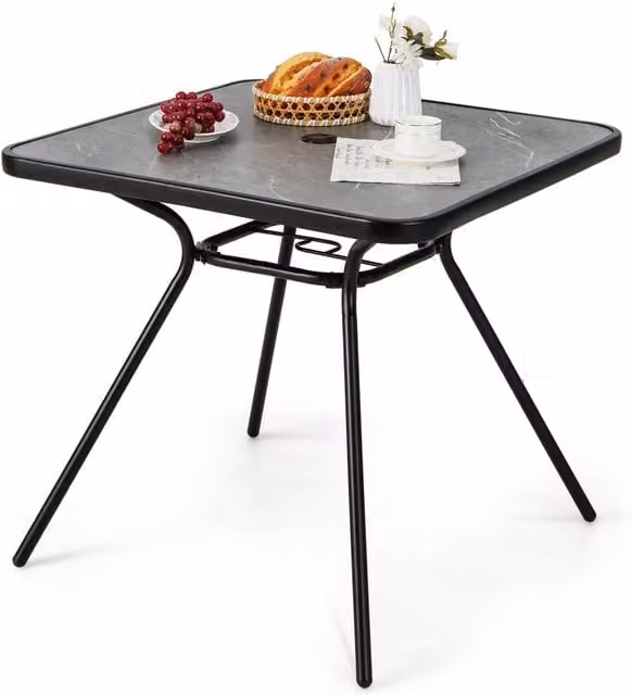 COSTWAY Modern Patio Bistro Dining Table in Grey