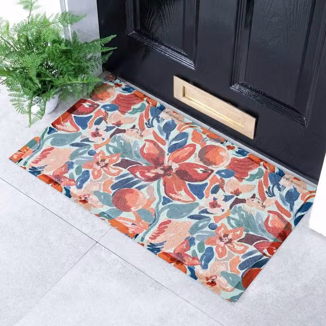 Artsy Mats Red Lilys Floral Doormat, Multicolour, W/D: 70 x 40 cm – 1