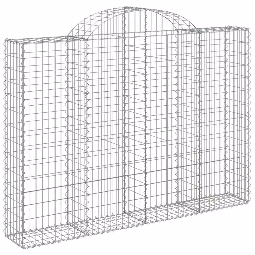 Berkfield Home Arched Gabion Basket in Silver Galvanised Steel, W: 200 cm, D: 30 cm, H: 140-160 cm – 2