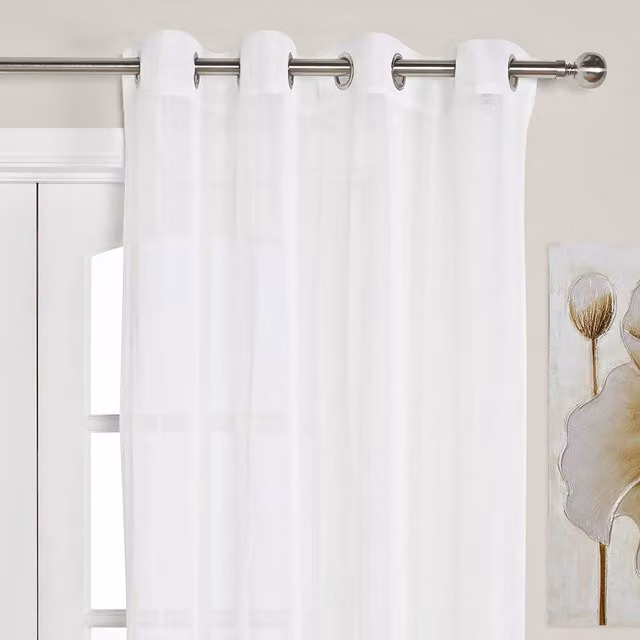 Divante White Chenille Striped Eyelet Voile Fabric Panel