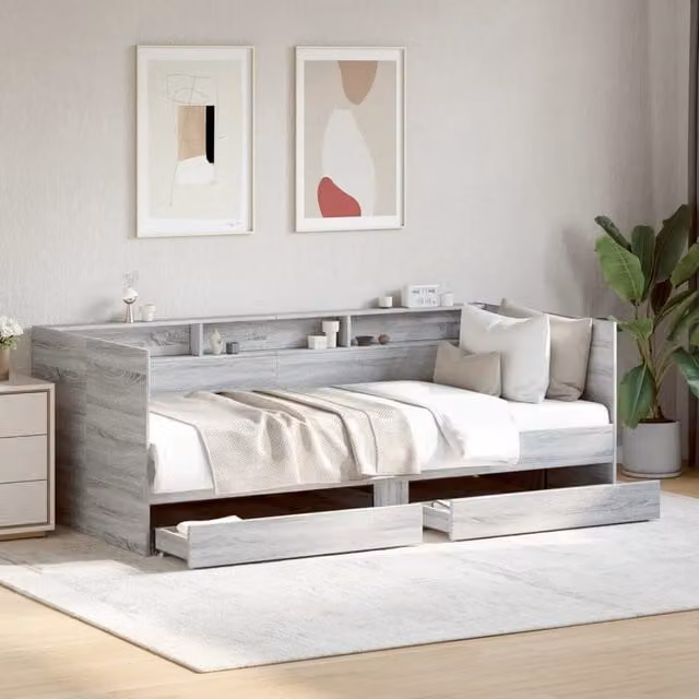 Berkfield Home Grey Sonoma Daybed with Drawers, W/D/H: 200 x 100 cm