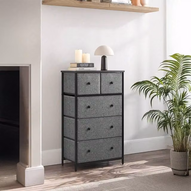SONGMICS 5-Drawer Fabric Storage Unit in Grey