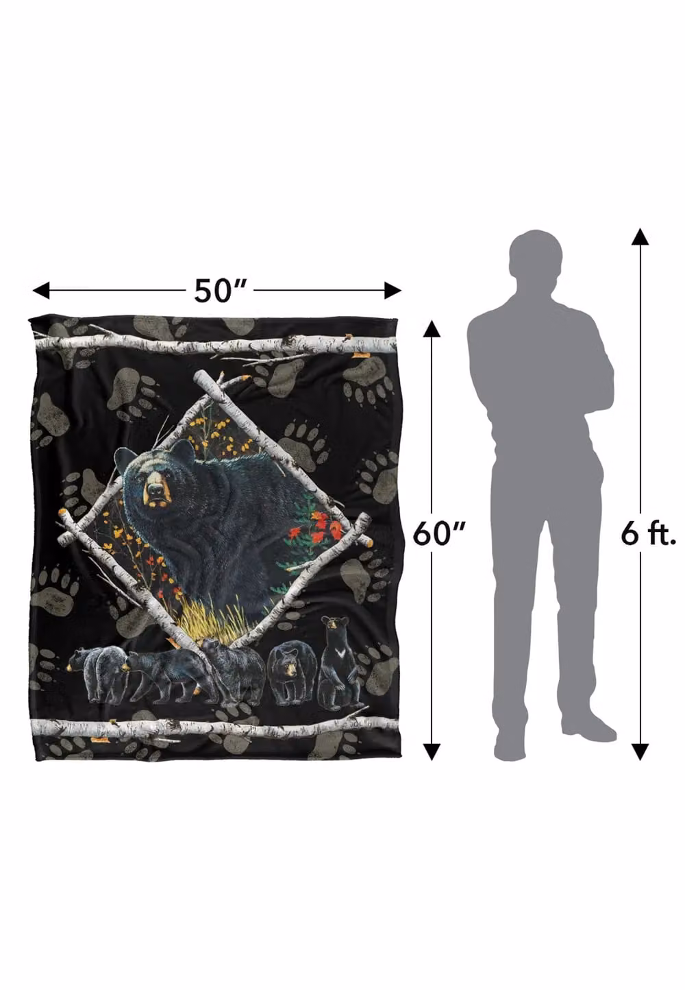 JQ Licensing Black Bears Silky Touch Super Soft Fleece Throw Blanket, White, W/D/H: 152 x 127 cm – 8