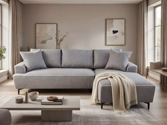 DS Living The Milano Edge 3 Seater Left Hand Corner Sofa in Grey Fabric