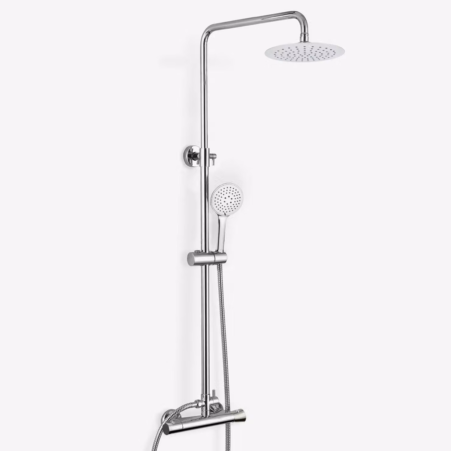 Nes Home Exposed Thermostatic Dual Control Shower Mixer Set in Chrome Silver – 2