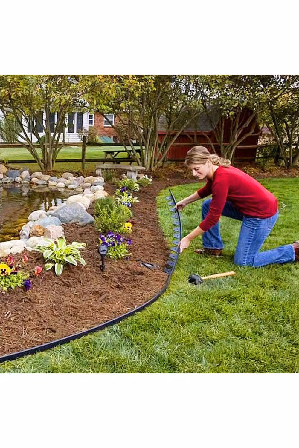 KDMD 10m Flexible Black Plastic Garden Lawn Edging Border with Pegs – 3