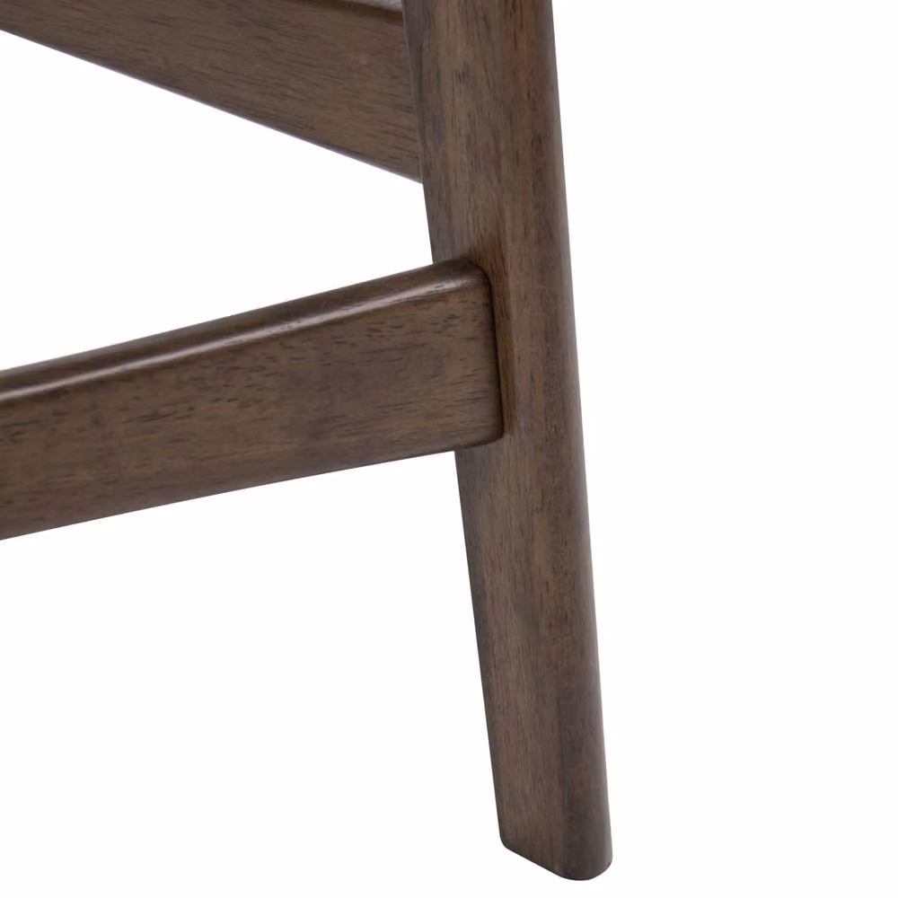 Wyld and Coco Set of 2 Retro Bar Chairs in Brown and White Boucle with Rubberwood Legs – 5