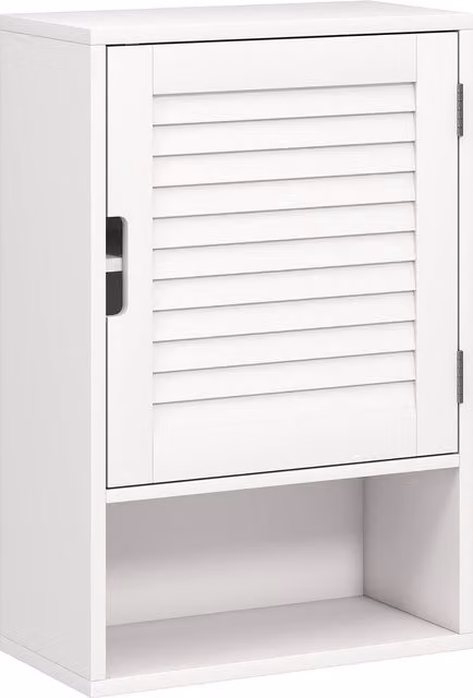 HOMCOM White Wall Mounted Bathroom Cabinet with Soft Close Hinged Doors and Internal Shelves, W: 40 cm, D: 20 cm, H: 60 cm – 1