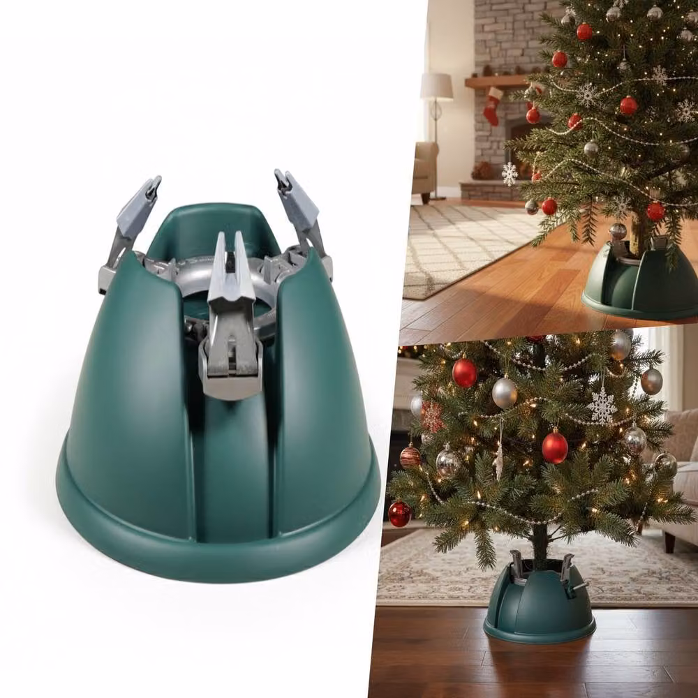 Pegdev Green Tabletop Christmas Tree Stand with 3 Metal Clasps and 1 Litre Water Tank – 4