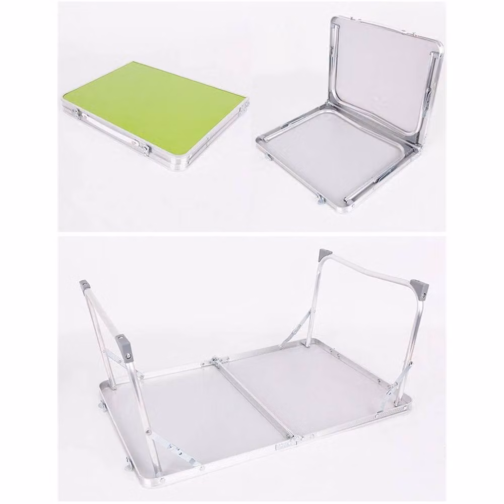 SPETLEK Green Adjustable Folding Trestle Table for Camping and Parties, W: 100 cm, D: 60 cm, H: 40 cm – 2
