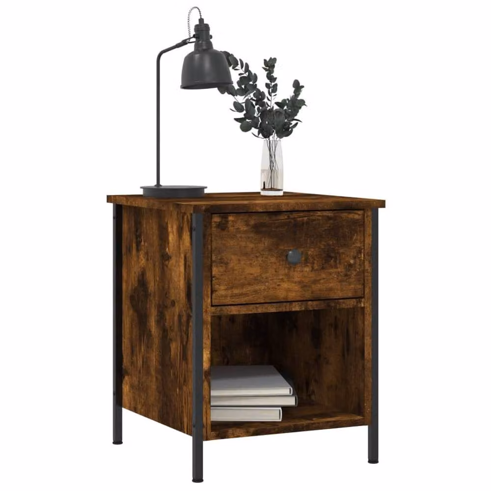 Berkfield Home Smoked Oak Bedside Cabinet in Brown, W/D/H: 40 x 42 x 50 cm – 3