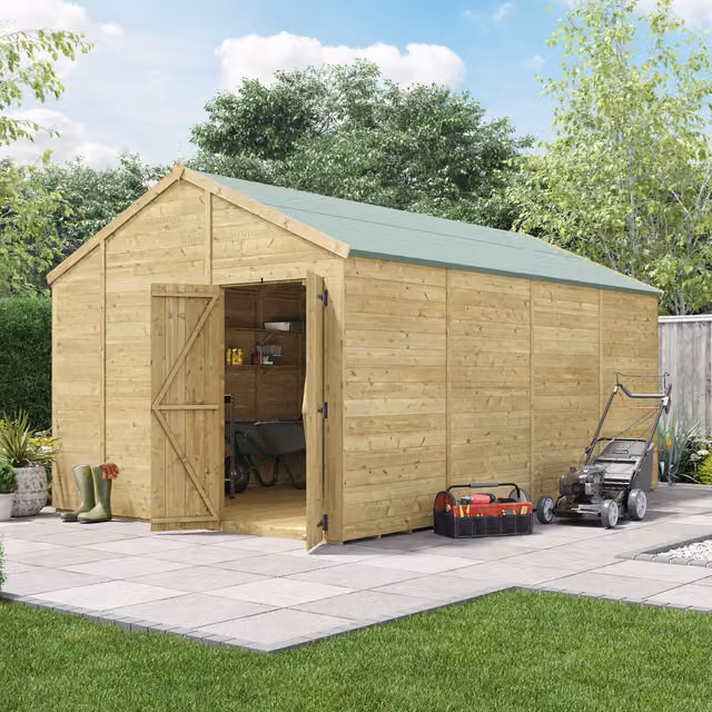 BillyOh Switch Tongue and Groove Apex Wooden Shed in Brown, Windowless, 15 x 10 ft