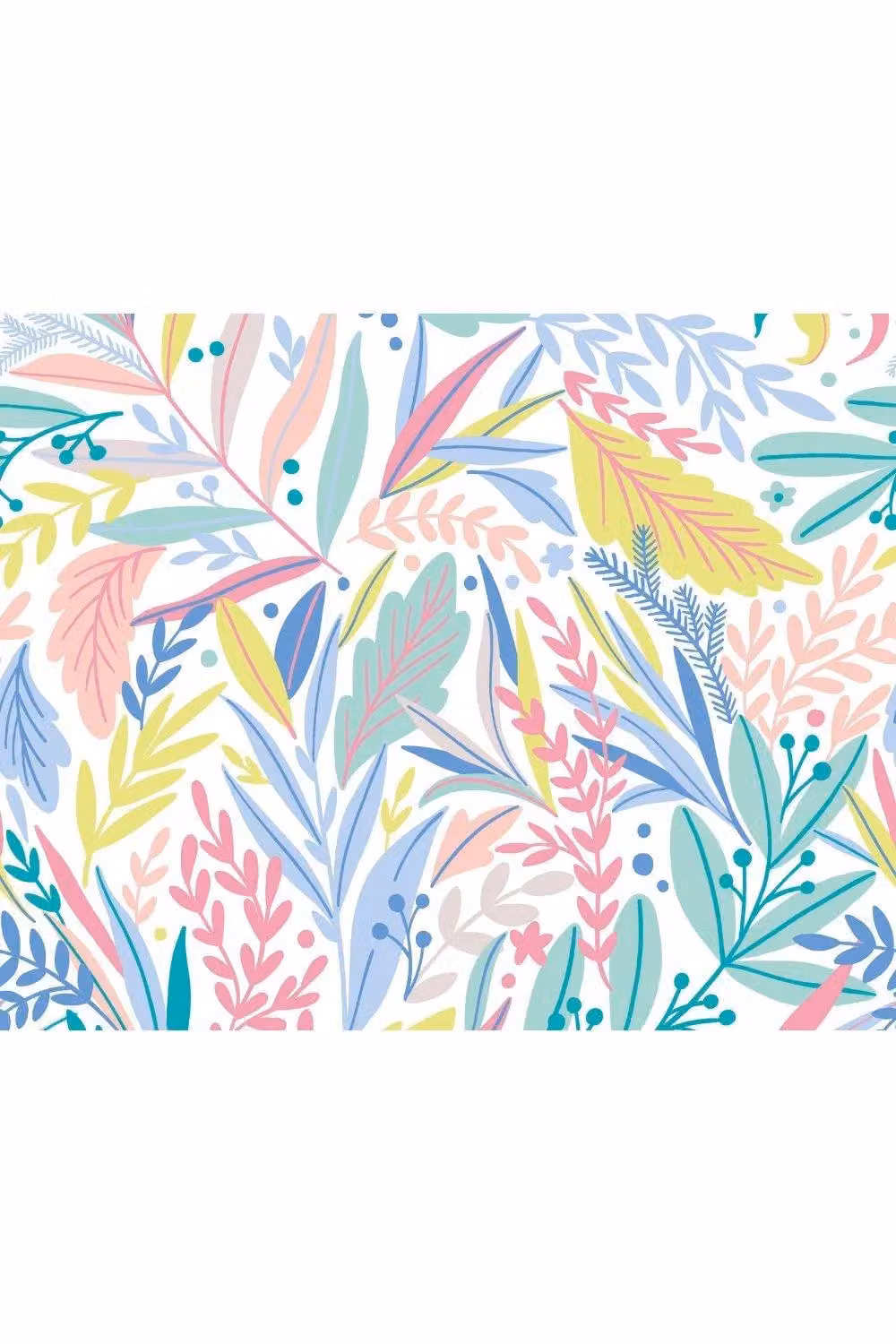 Origin Murals Patterned Leaves Floral Wall Mural in Pink, Yellow and Multicolour – 2