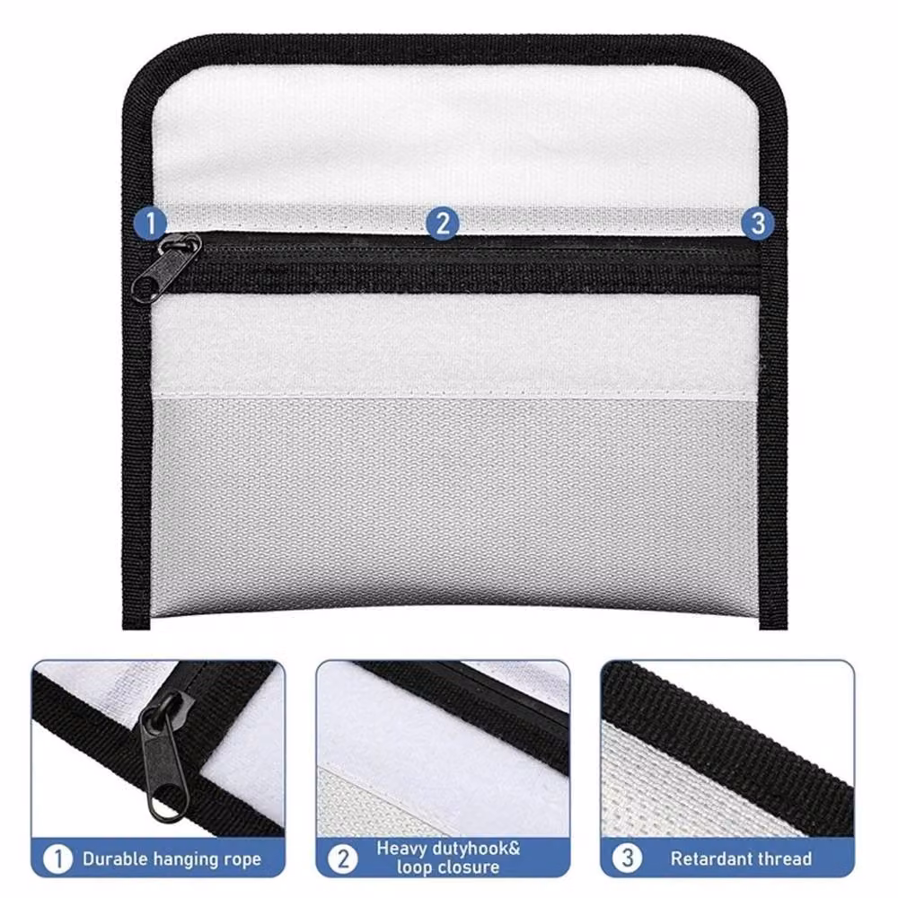 FLAVORA Grey Fireproof and Waterproof Document Storage Pouch – 2
