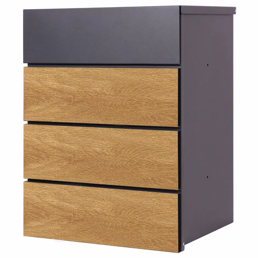 Phoenix Safe Company PB1331AWK Outdoor Parcel Box with Key Lock in Grey and Light Oak Wood Effect – 3