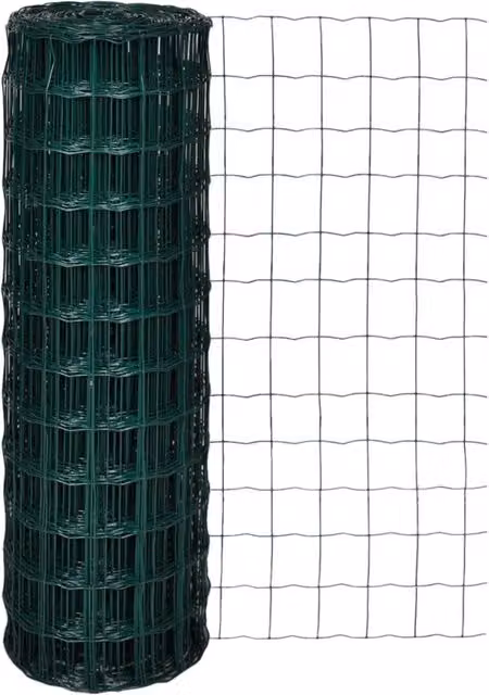 Berkfield Home Euro Fence Green PVC Coated Steel Fence, W: 25 m, H: 1.2 m – 1