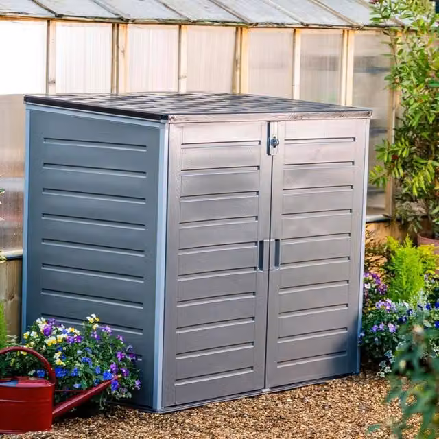 FLAVORA Waterproof Lockable Garden Storage Bin in Grey, W/D/H: 100 x 15 x 15 cm – 1