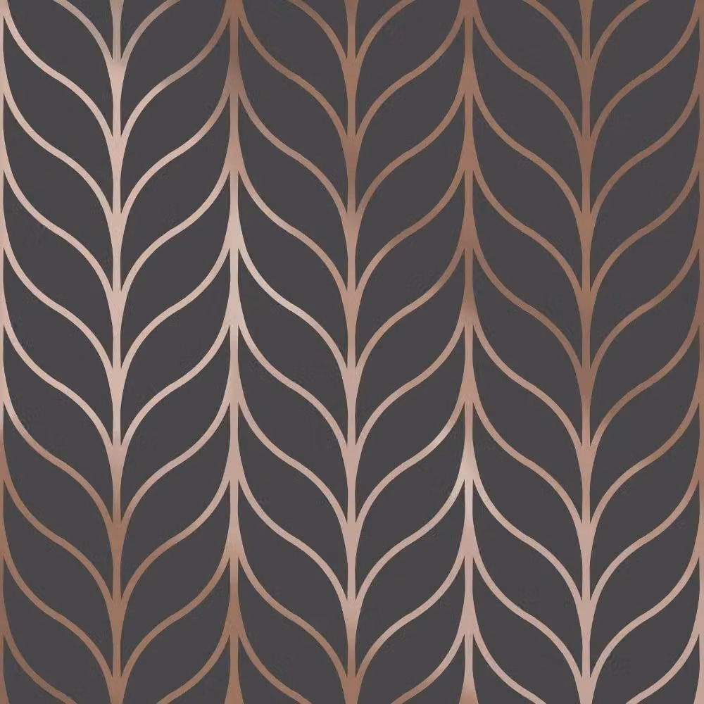 Holden Decor Black Art Deco Trellis Metallic Motif Striped Wallpaper