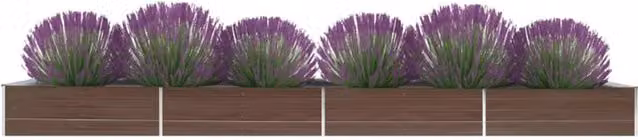 Berkfield Home Garden Brown Galvanised Steel Raised Bed W: 600 cm, D: 80 cm, H: 45 cm