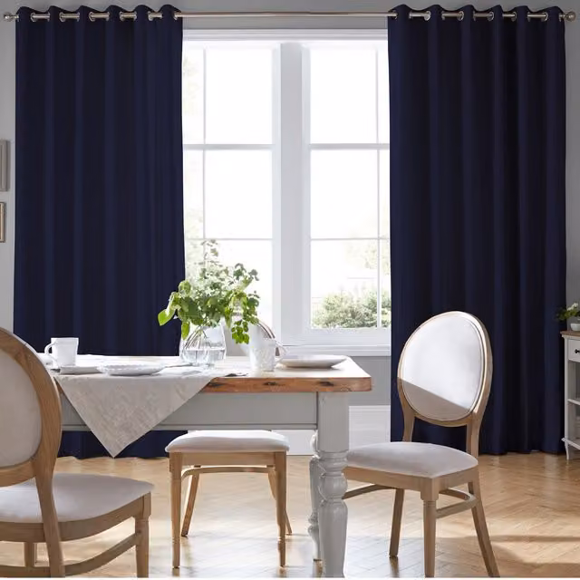 Laura Ashley Swanson Made To Measure Blackout Eyelet Curtains in Blue