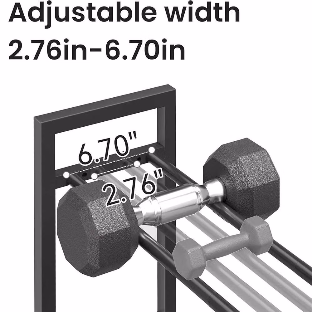 VOGREX Heavy Duty Metal 3-Tier Adjustable Dumbbell Storage Rack in Black – 4