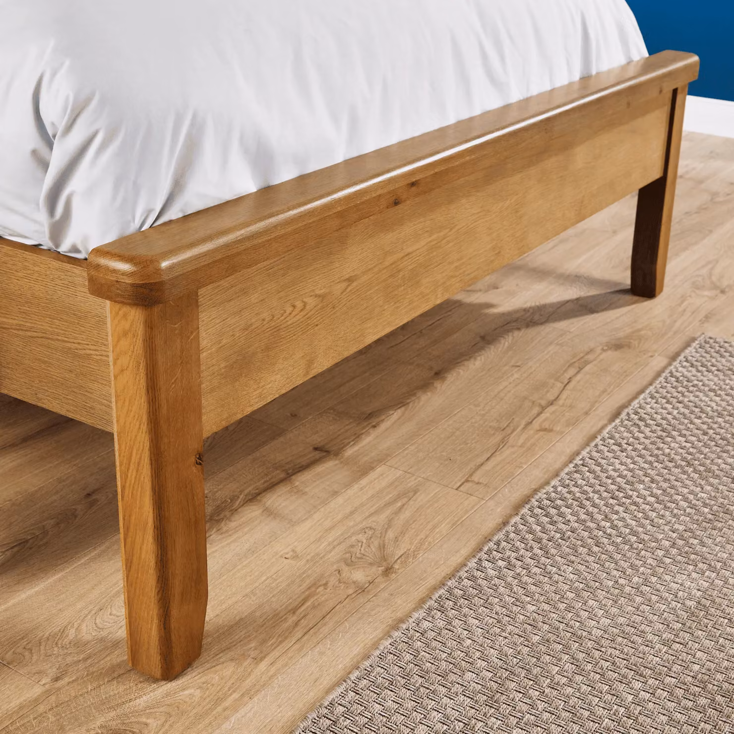 Home Source Solid Wood Double Bed Frame in Smoked Oak Brown, W/D/H: 140 x 200 cm – 4