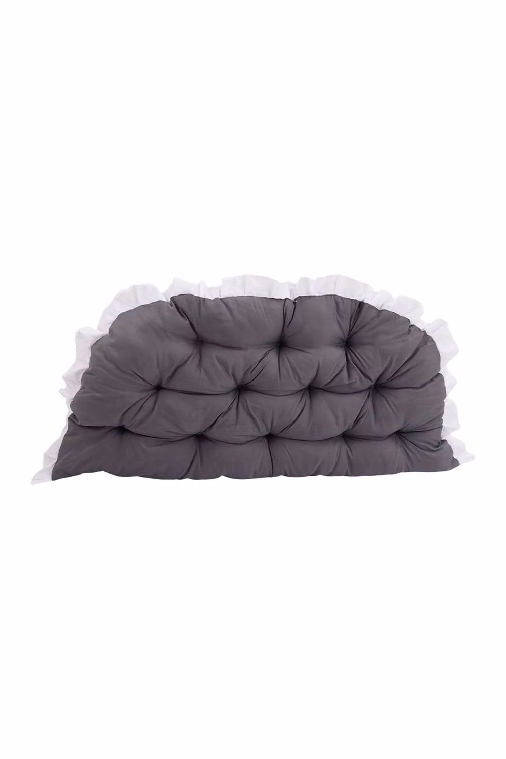 Living and Home Ruffled Tufted Princess-Style Bed Backrest Pillow in Grey and White, W/H: 100 x 50 cm – 2