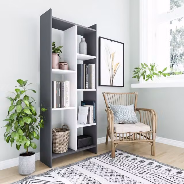 Decorotika Eden 4-Tier Modern Bookshelf in Anthracite and White