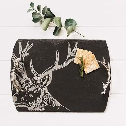 Selbrae House Rectangular Slate Serving Tray with Handles in Grey – 4