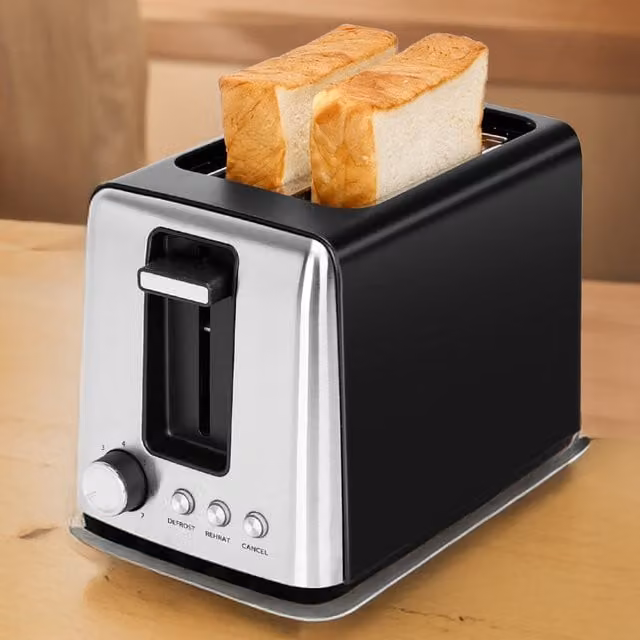 Aigostar 2 Slice Stainless Steel Toaster in Black