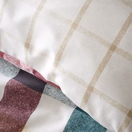 Catherine Lansfield Autumn Check Reversible King Duvet Cover and Pillowcase Set in Purple and Multicolour, Duvet Cover: 180 x 200 cm, Pillowcases: 50 x 75 cm – 3
