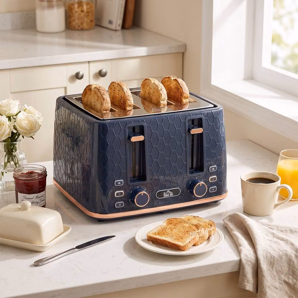 HOMCOM 4-Slot Toaster with 7 Browning Levels and Overheat Protection, Dark Blue – 2