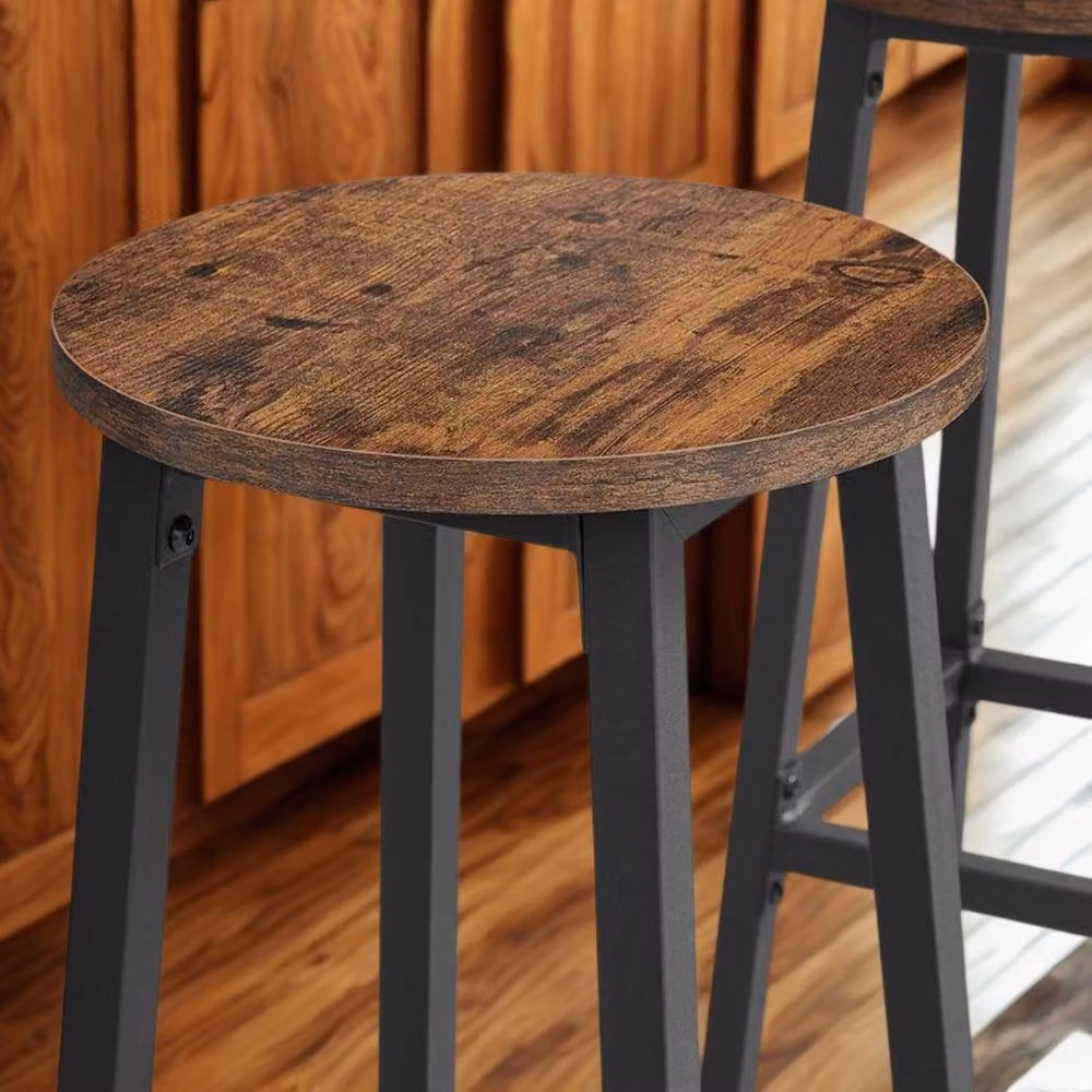 Pirlo Plush Set of 2 Brown Kitchen Counter Height Breakfast Bar Stools – 4
