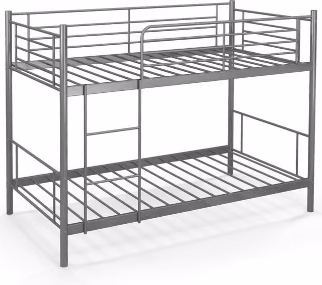 Costway Modern Metal Two-Level Bunk Bed for Children in Silver and Grey