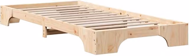 Berkfield Home Natural Pine Wood Bed Frame, Brown, W/D/H: 90 x 200 cm