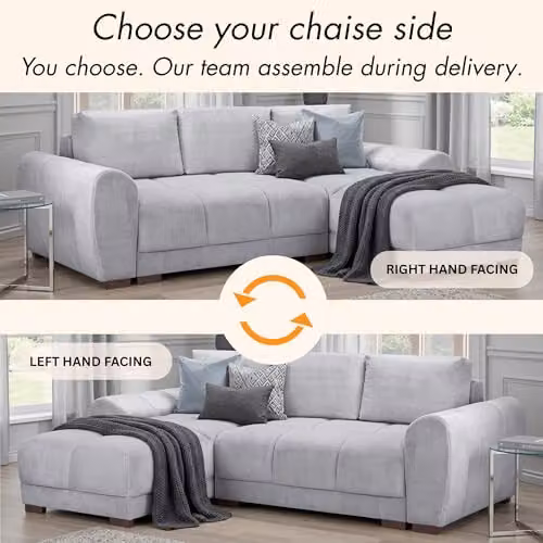 Beehive Furniture Azara Reversible L-Shape Corner Sofa Bed in Grey Upholstered Fabric, W/D/H: 173 x 160 x 88 cm – 2