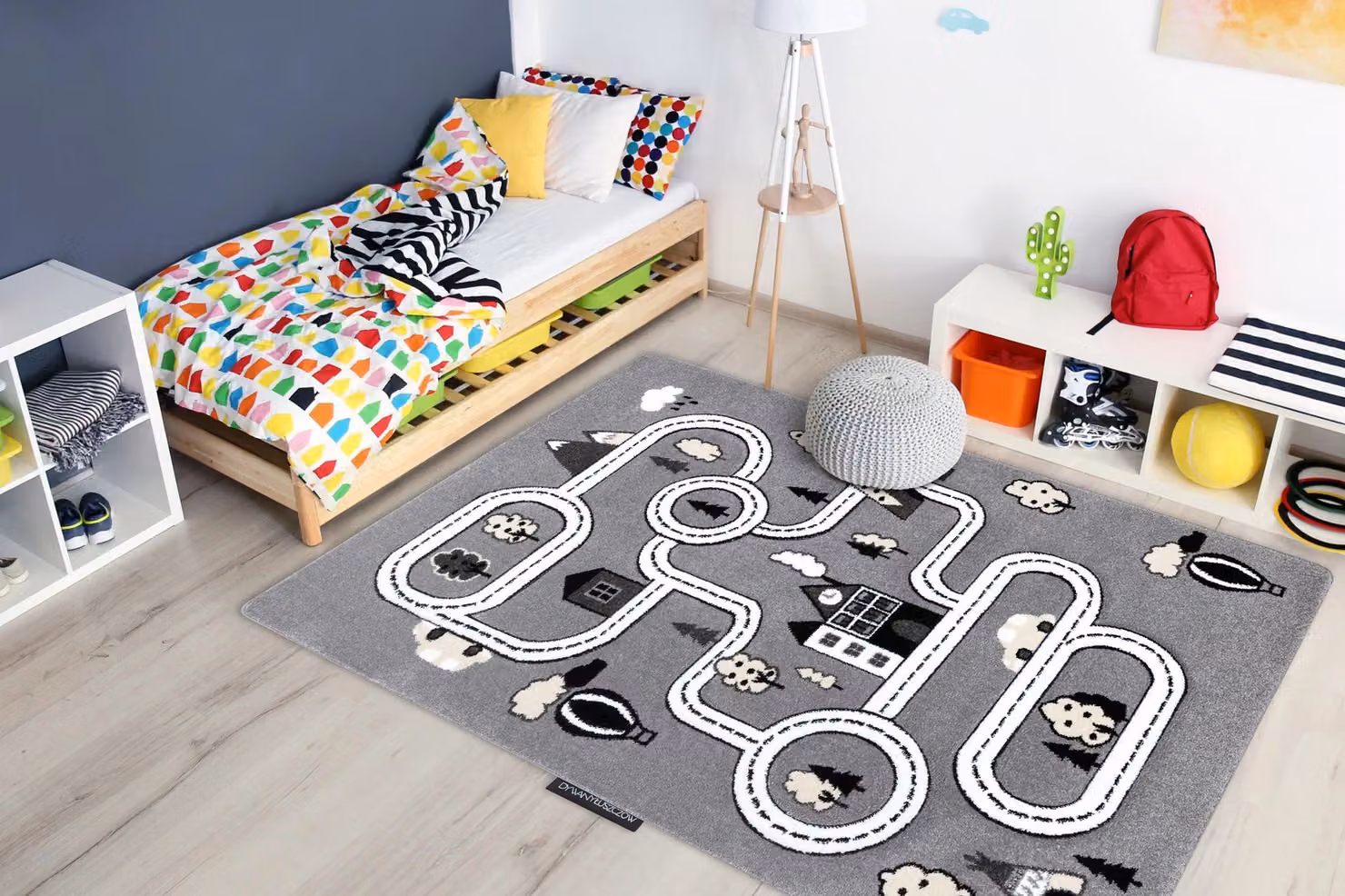 RugsX Petit Grey Kids Motif Rectangular Rug, W: 80 cm, L: 150 cm – 3