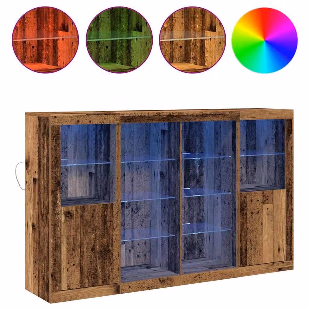 Berkfield Home Rustic Brown Sideboard with Integrated LED Lights, W/D/H: 163 x 37 x 100 cm – 4