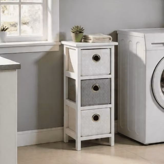 Home Source Sandringham 3 Drawer Chest Storage Unit in White and Grey