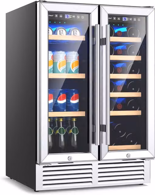 Costway 2-in-1 Freestanding Beverage Fridge Cellar with Compressor in Silver