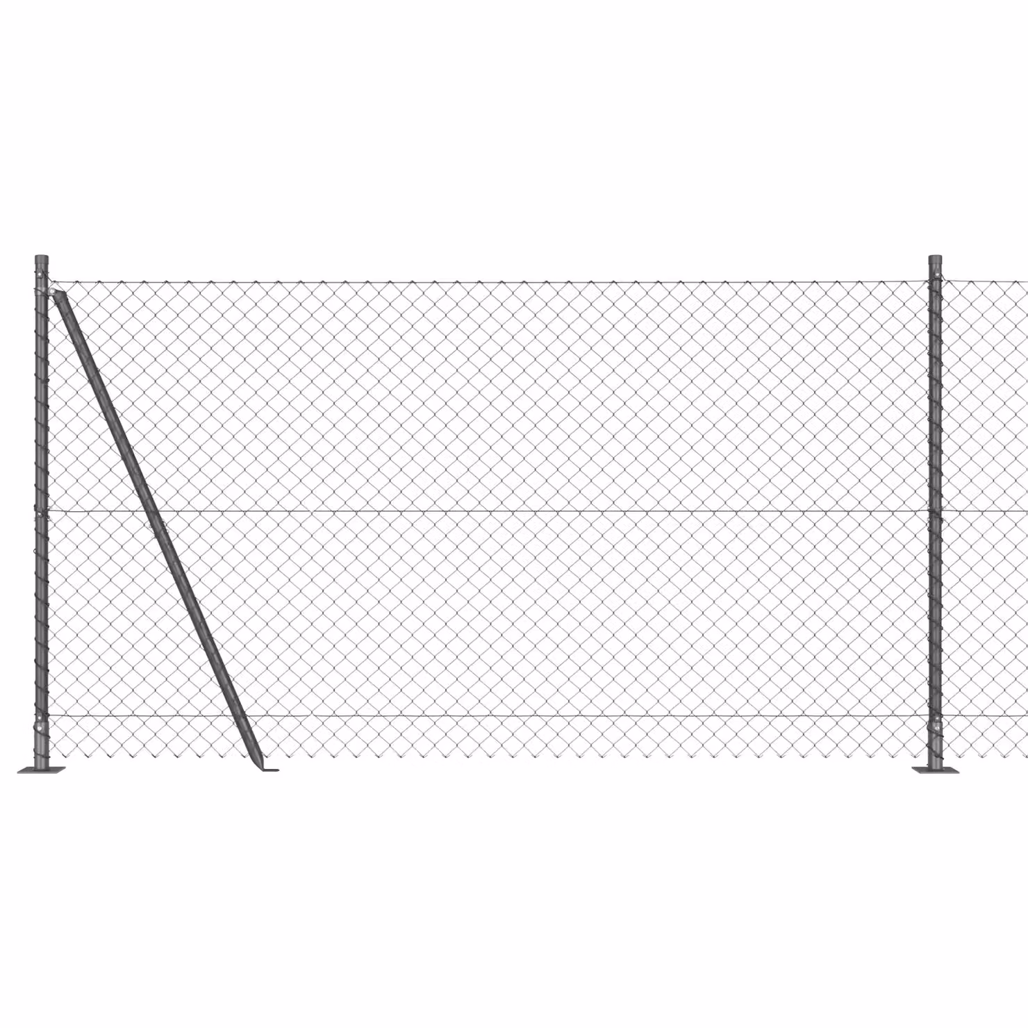 Berkfield Home Grey Galvanised Steel Chain Link Fence with 7 Flanged Posts, H: 120 cm, W: 10 m – 2