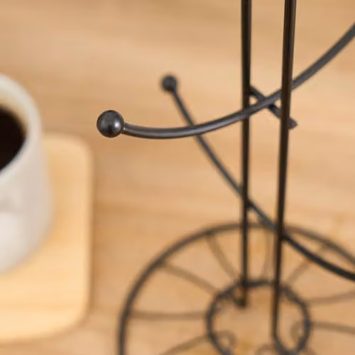 OHS Black Metal Wire Mug Tree with 6 Hooks and Anti-Slip Base, W/D/H: 15.0 x 15.0 x 35.0 cm – 2
