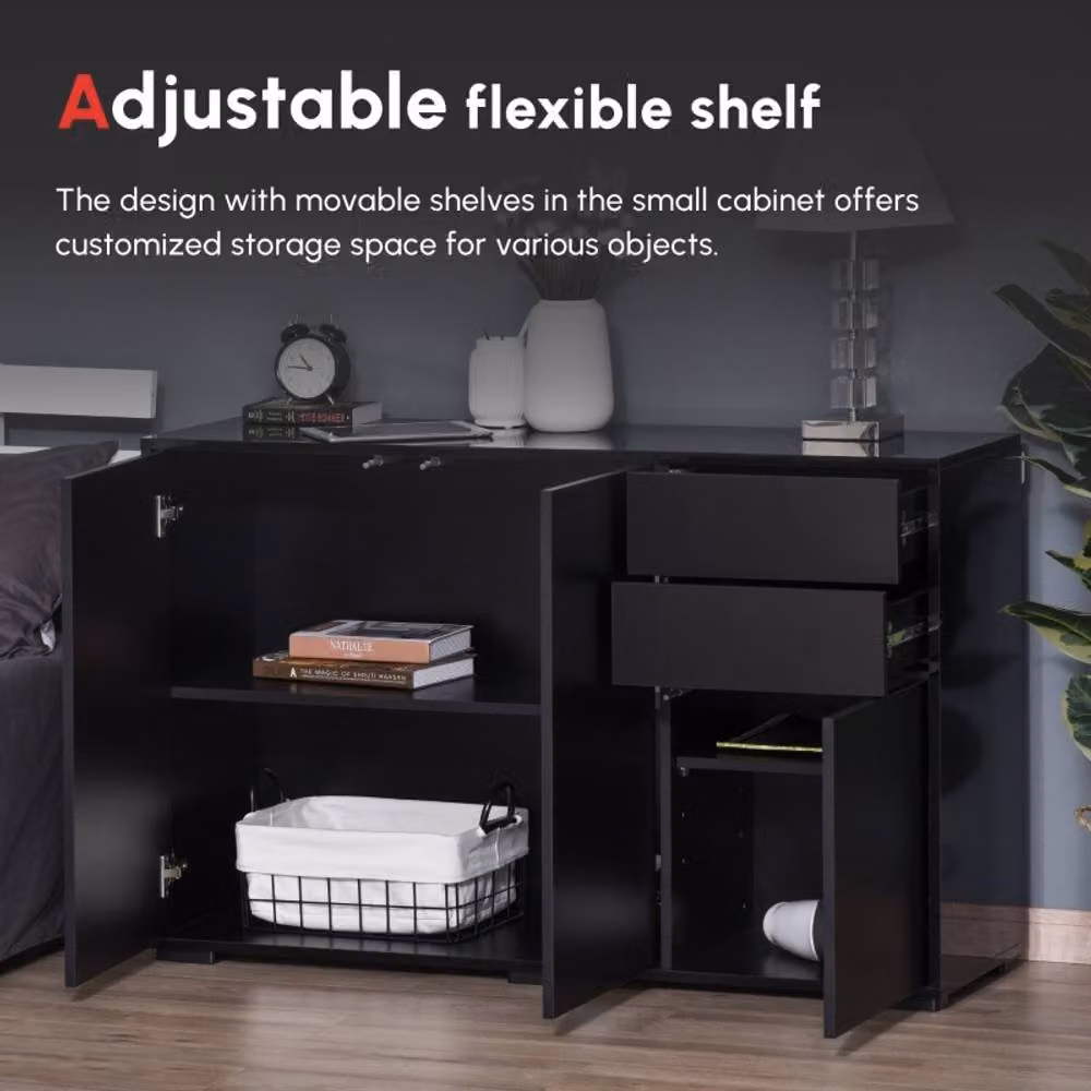 STILVORA Modern Black Sideboard with Storage – 4