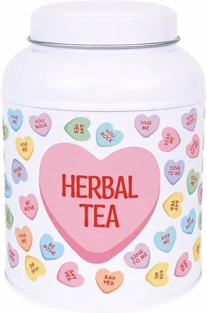 Purely Home Heart Candy Hot Chocolate Canister White Metal Kitchen Storage Tin